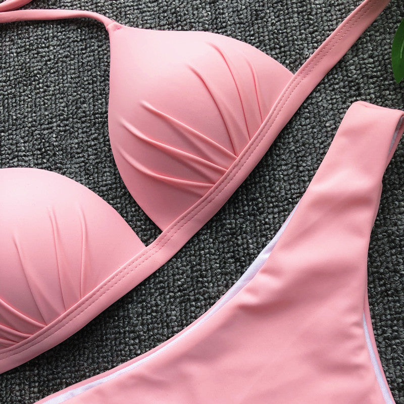 Women's Push-Up Halter Bra Cup Bikini Set