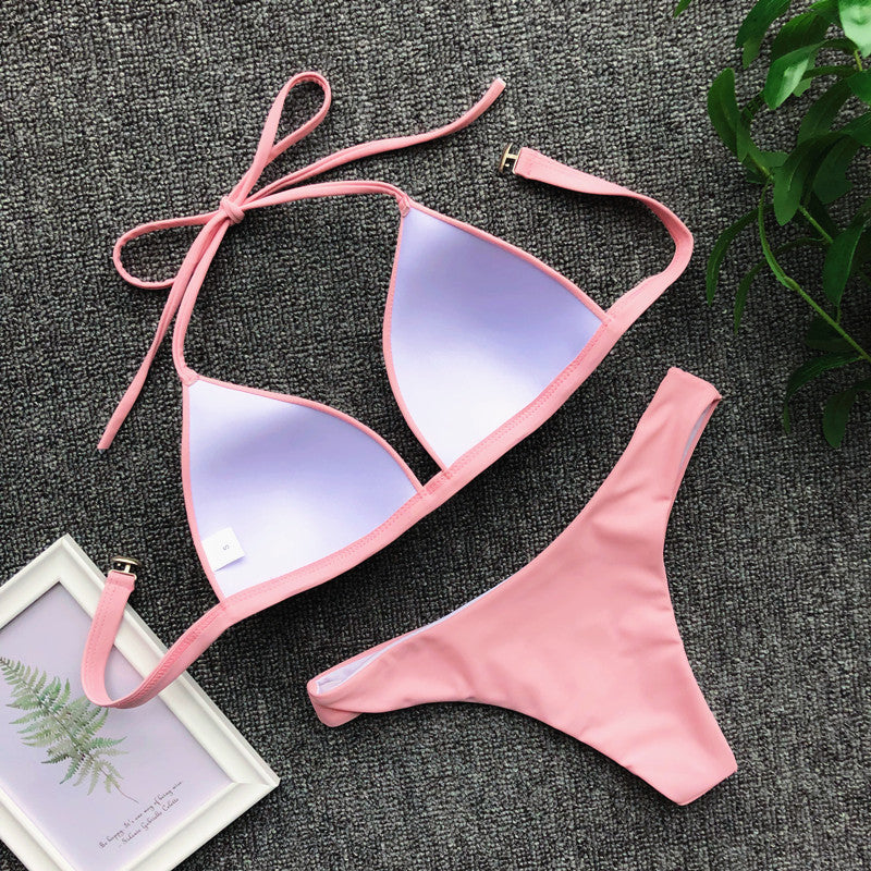 Women's Push-Up Halter Bra Cup Bikini Set