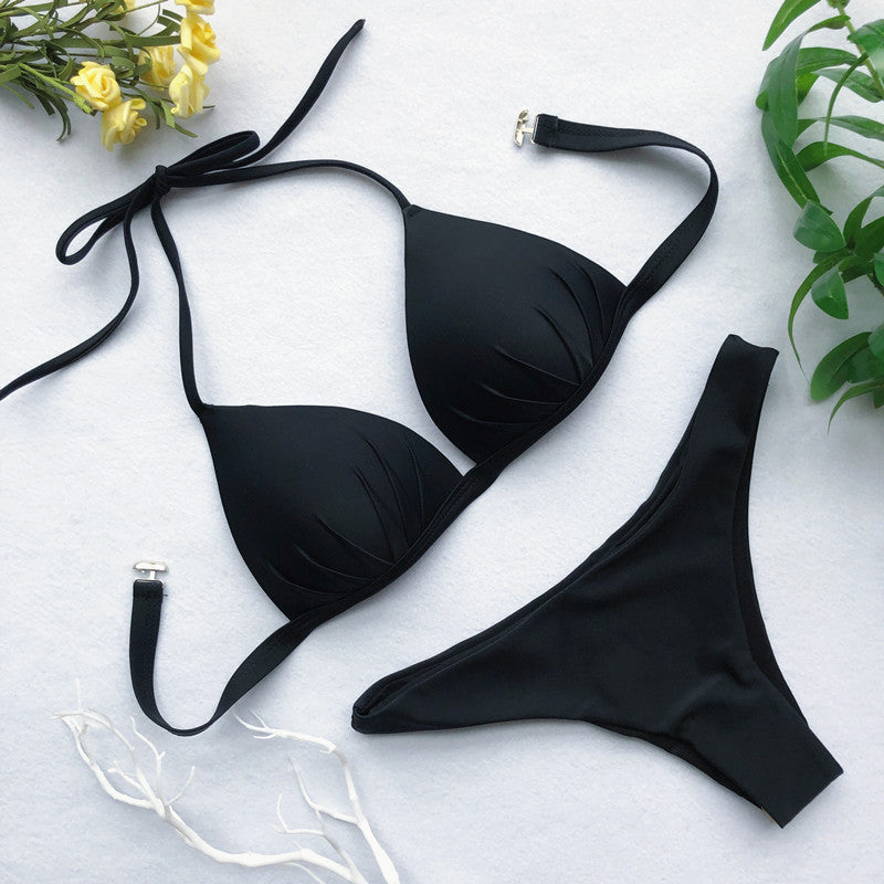 Women's Push-Up Halter Bra Cup Bikini Set