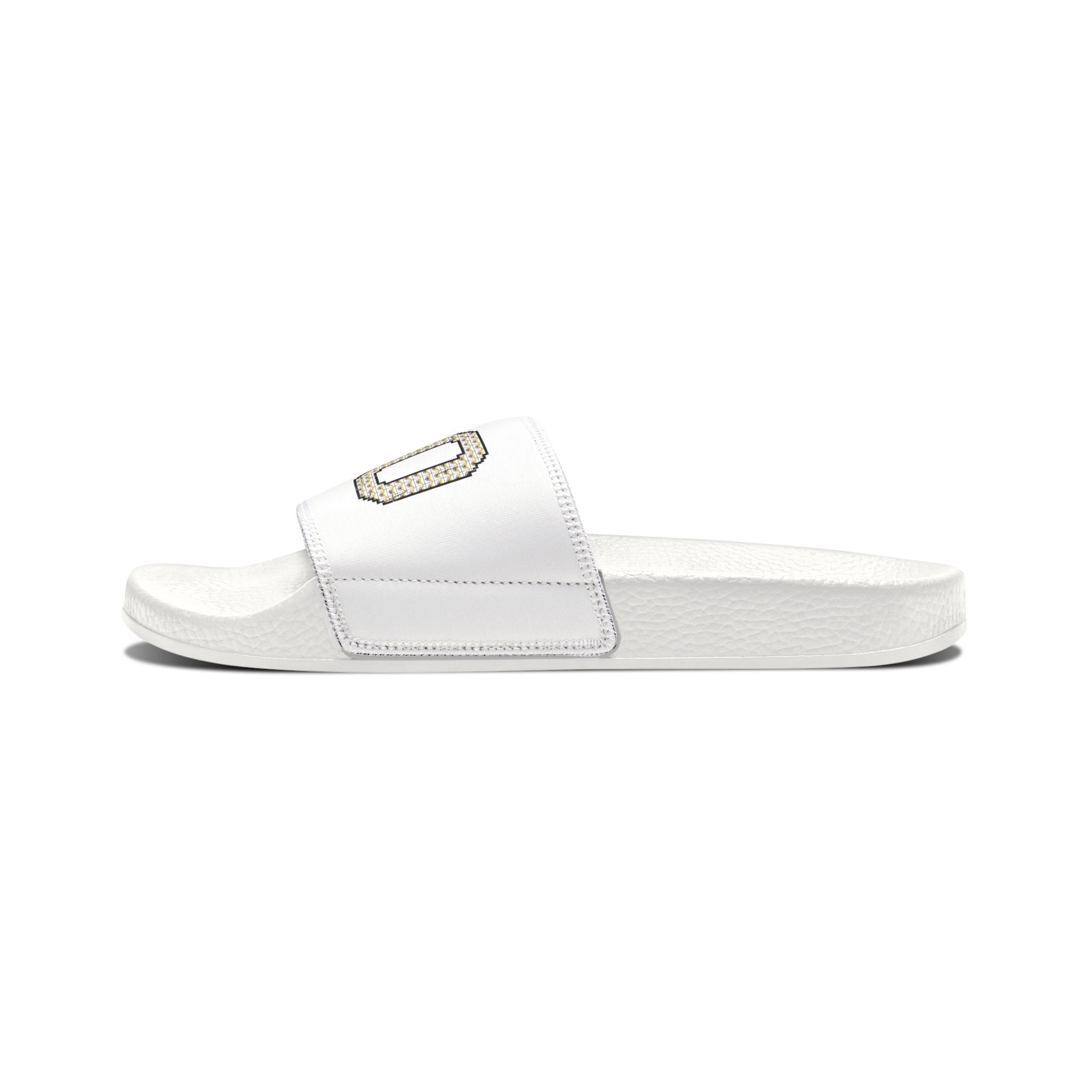 Men's Slide Sandals — White 340 Embroidered Pool Slides