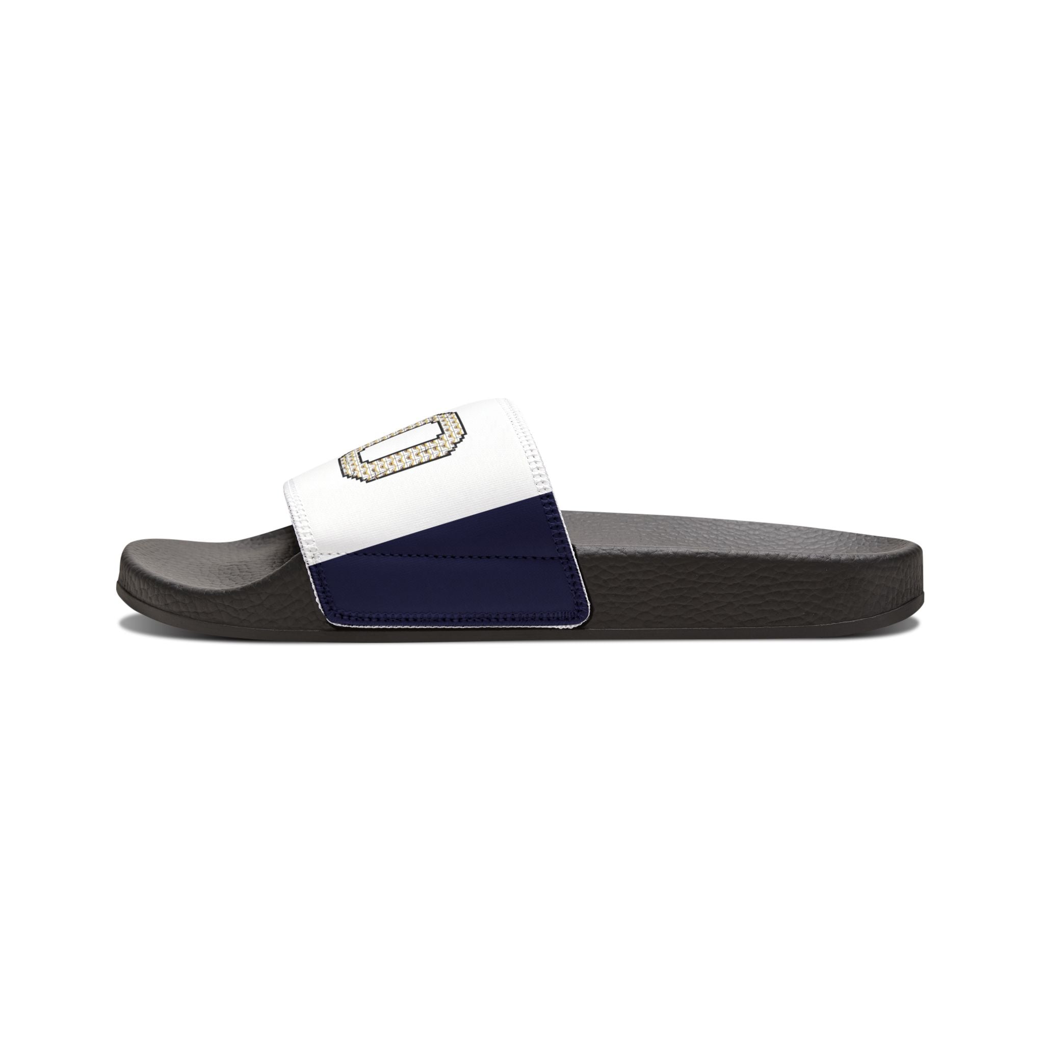 Men's Slide Sandals — White 340 Embroidered Pool Slides