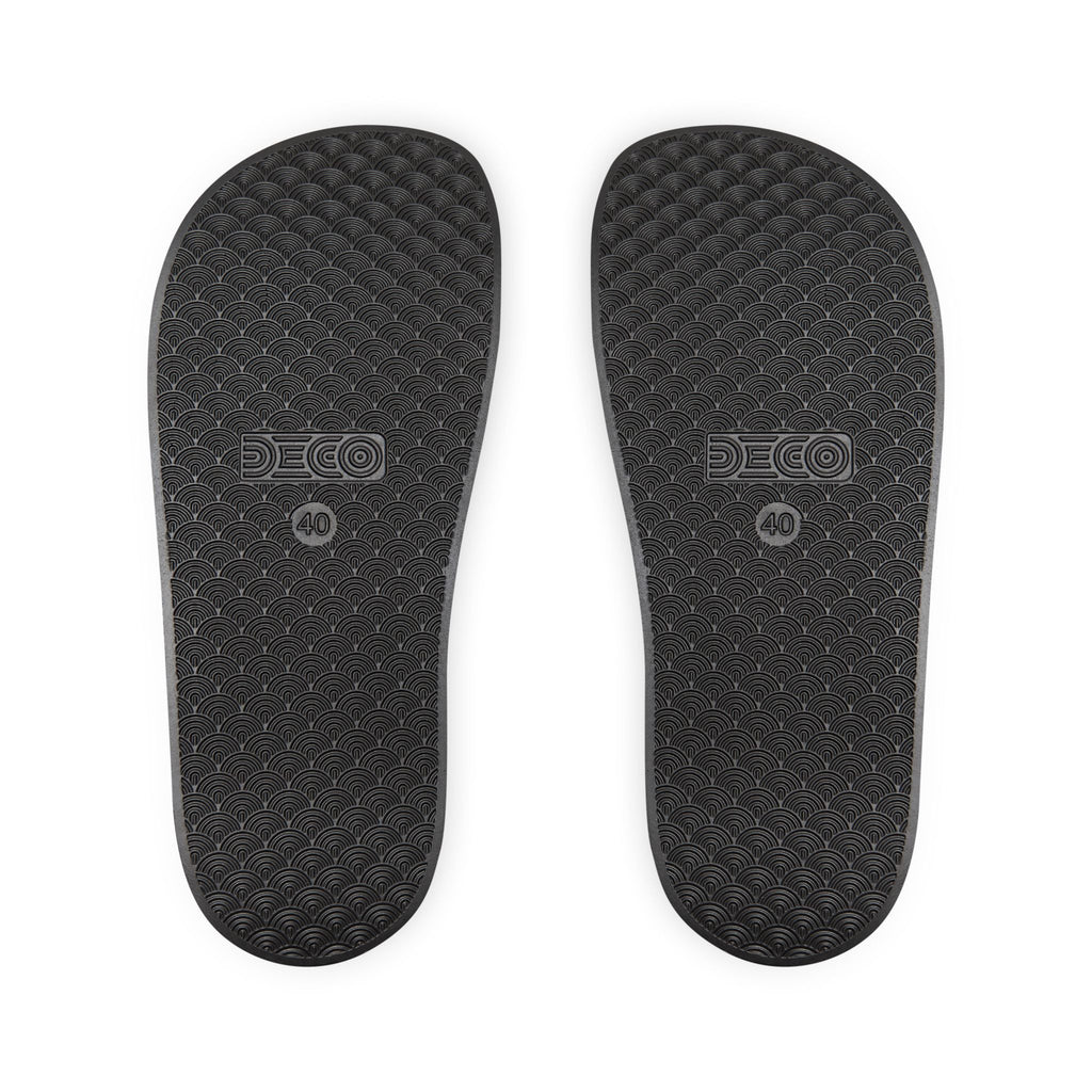 Men's Slide Sandals — White 340 Embroidered Pool Slides