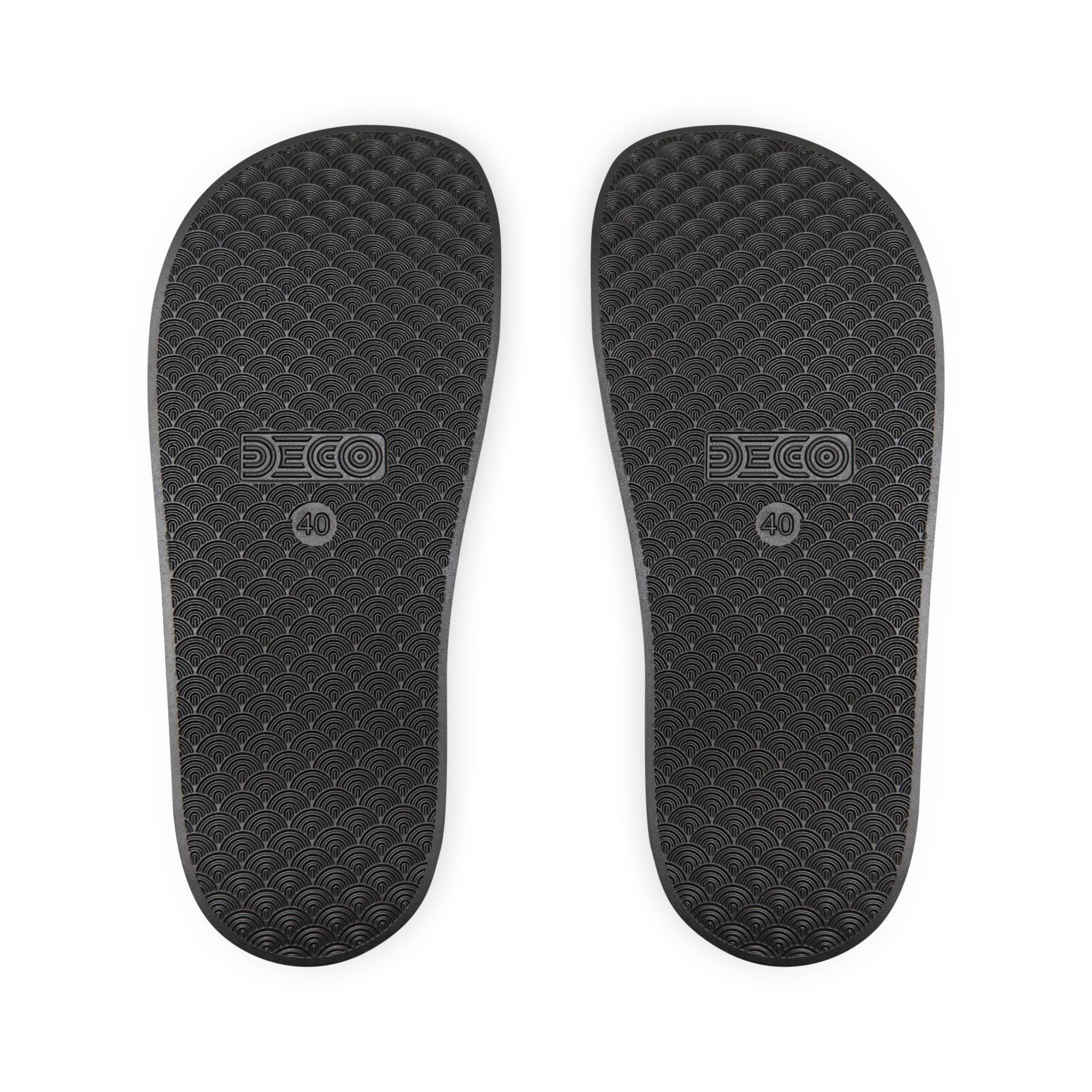 Men's Slide Sandals — White 340 Embroidered Pool Slides