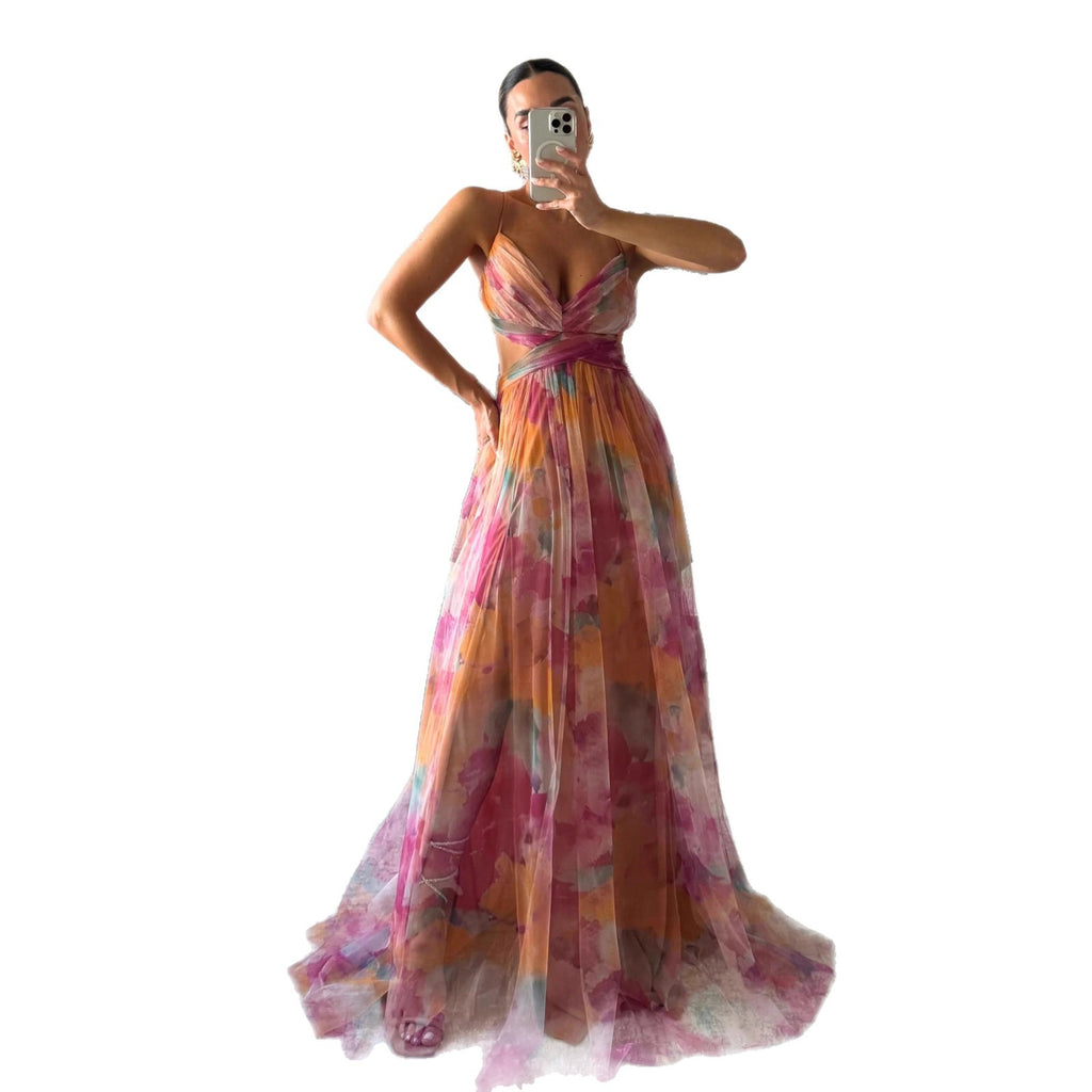 Women's Printed Stretch Mesh Mini Dress