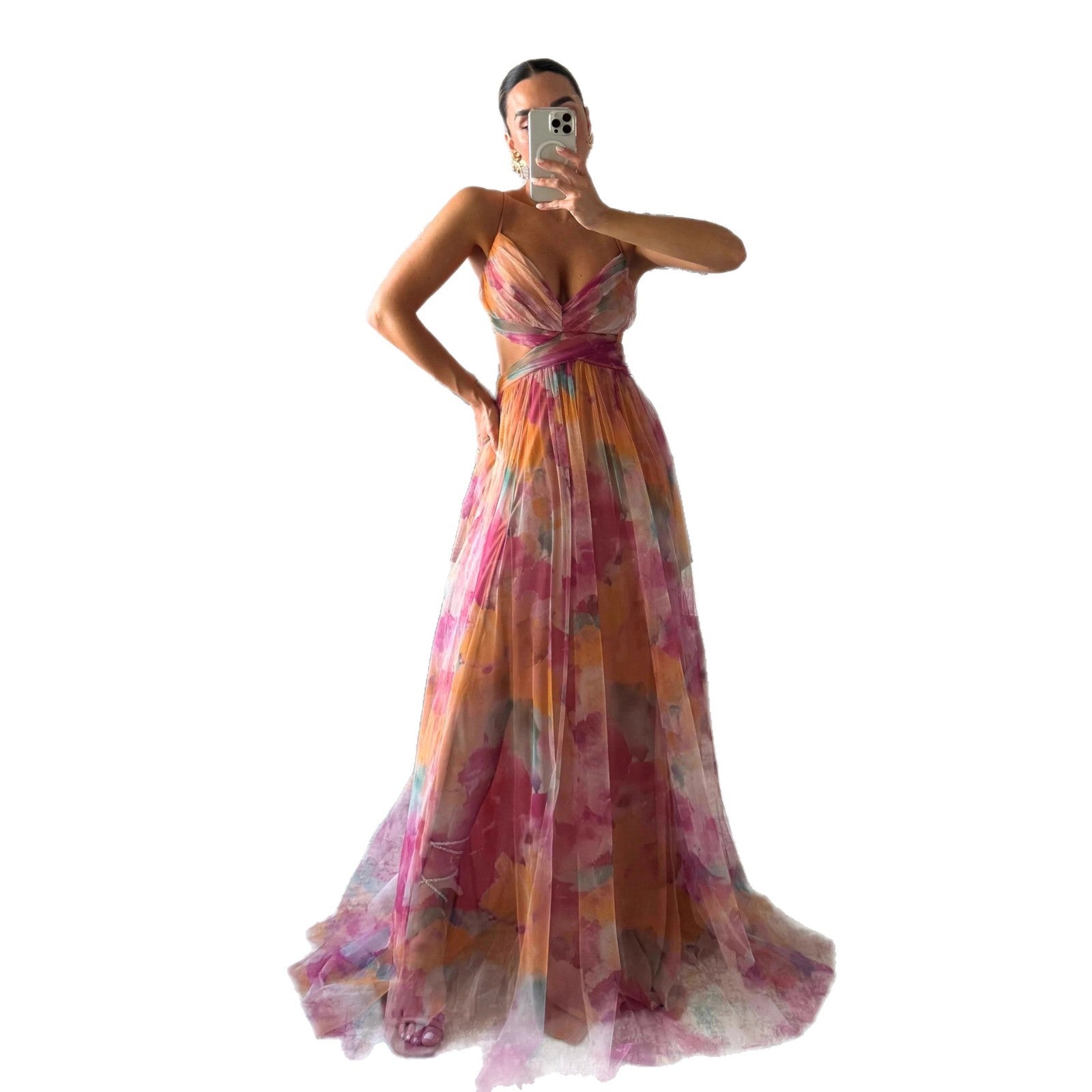 Women's Printed Stretch Mesh Mini Dress