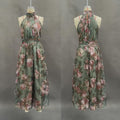 Women's Mesh Floral Print Bodycon Long Dress