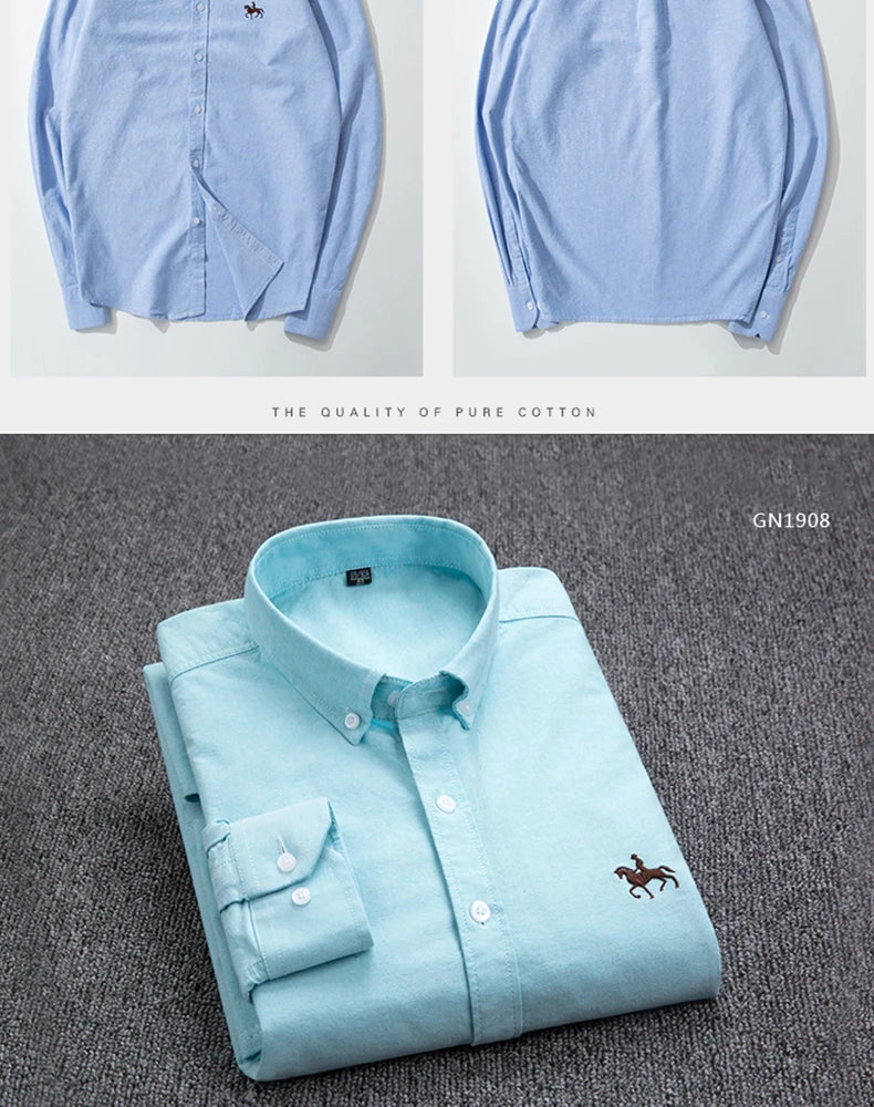 Men's Cotton Oxford Embroidery Dress Shirt