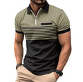 Men's Striped Zipper Polo