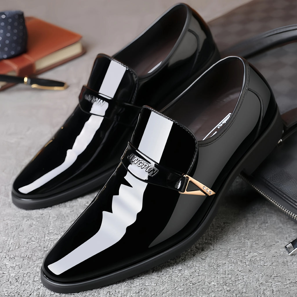 Men's Patent Leather Pointed-Toe Dress Shoes