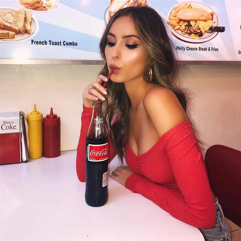 Women's Off-Shoulder Long-Sleeve Club Top