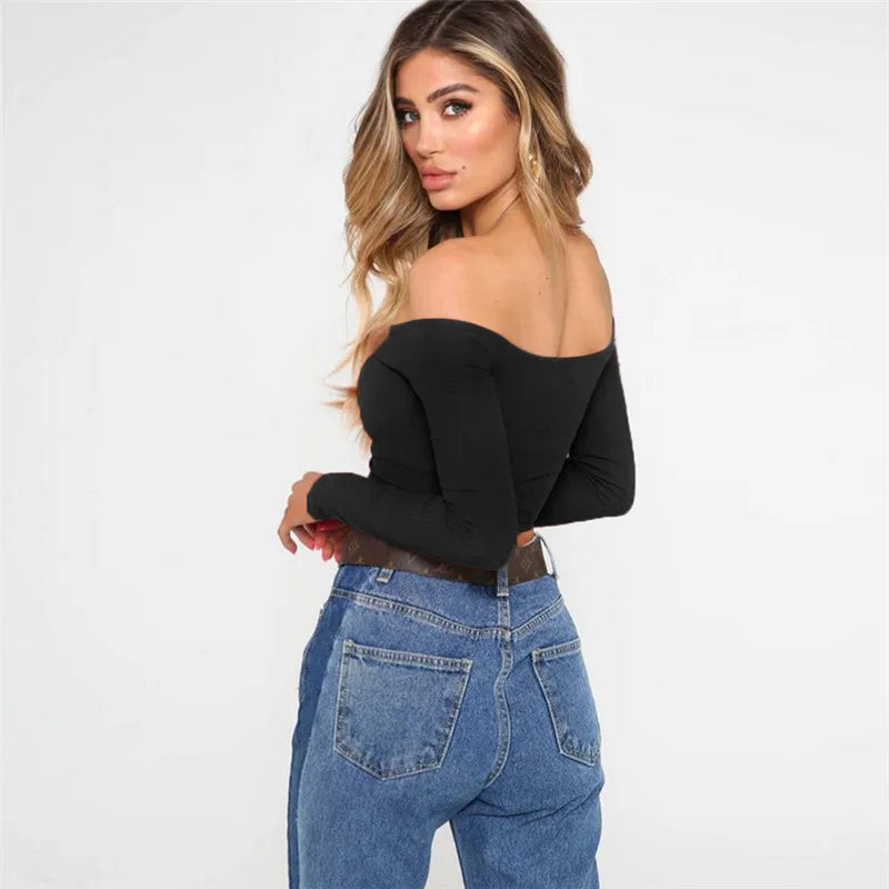 Women's Off-Shoulder Long-Sleeve Club Top