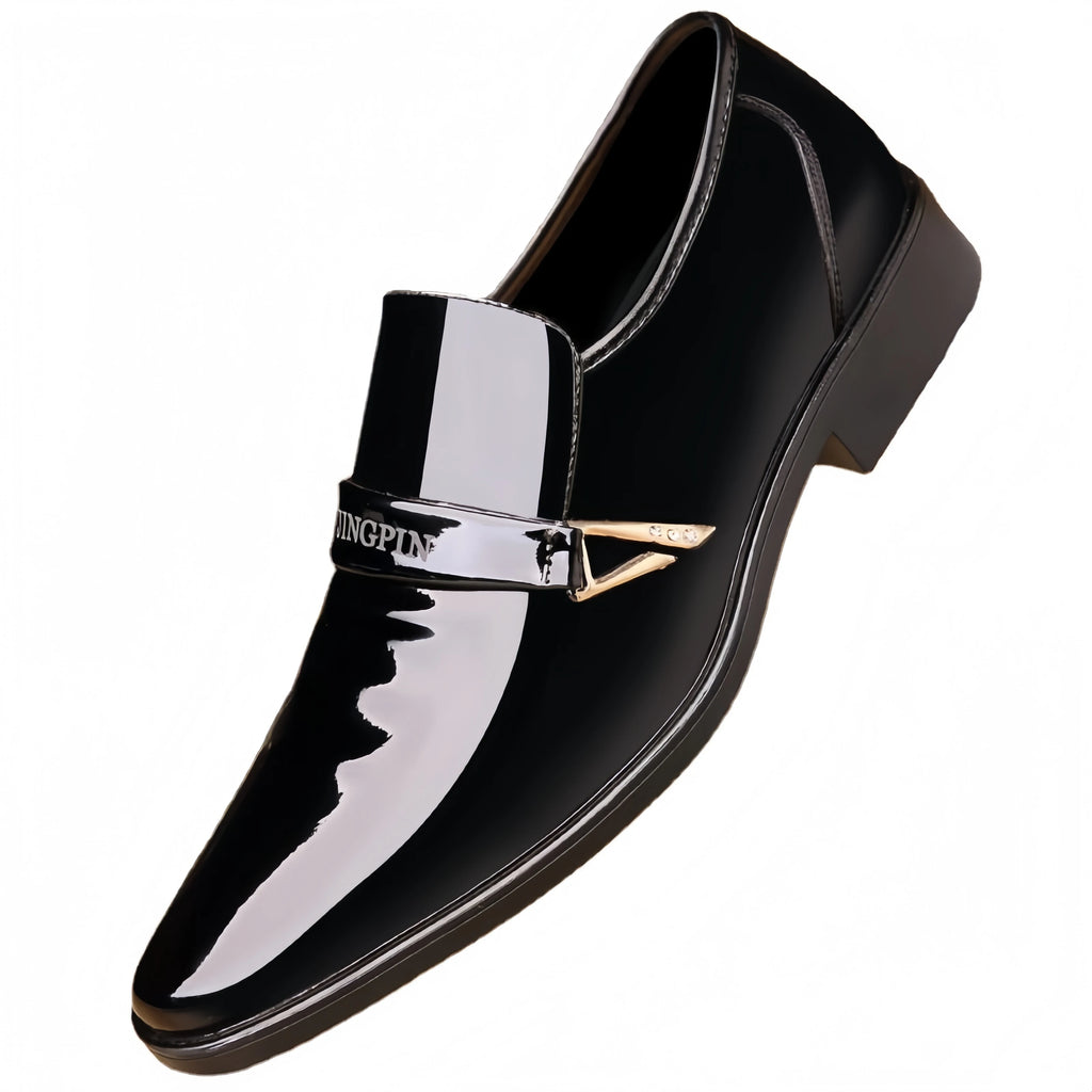 Men's Patent Leather Pointed-Toe Dress Shoes