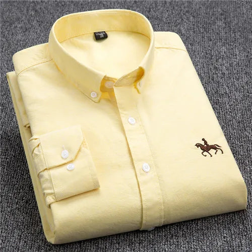 Men's Cotton Oxford Embroidery Dress Shirt
