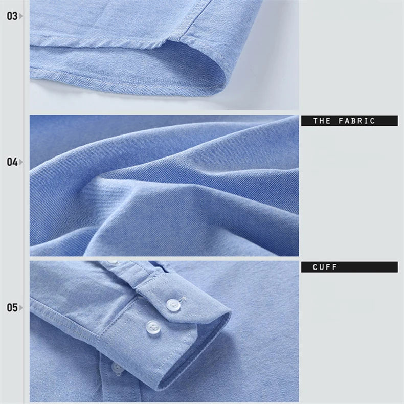 Men's Cotton Oxford Embroidery Dress Shirt