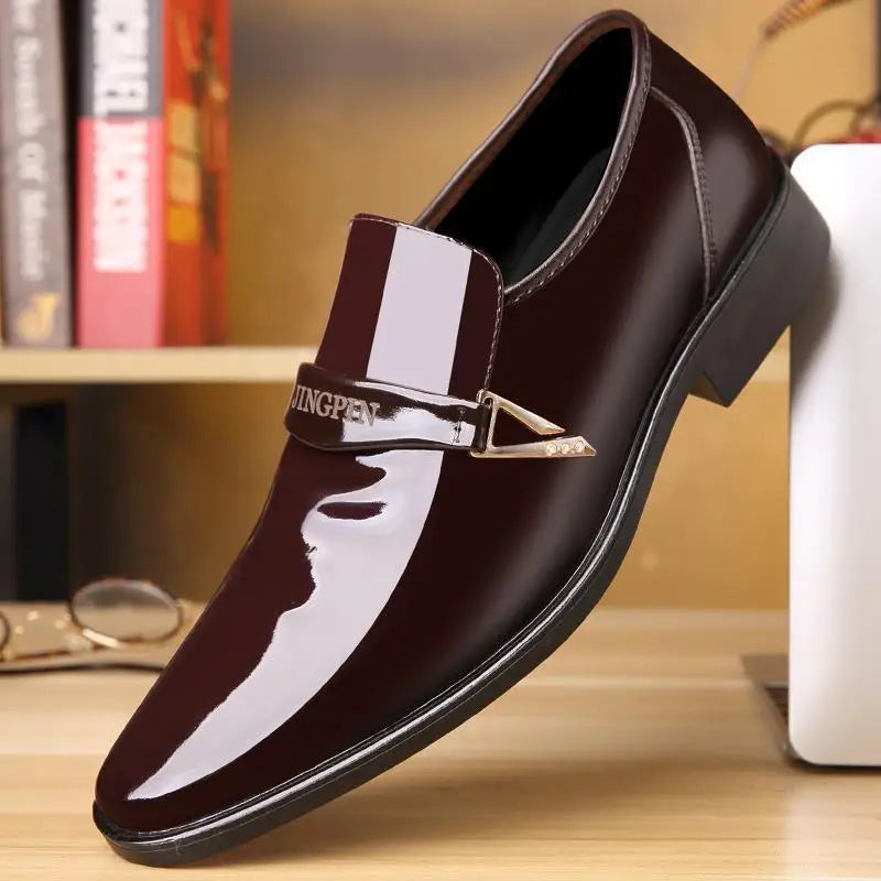 Men's Patent Leather Pointed-Toe Dress Shoes
