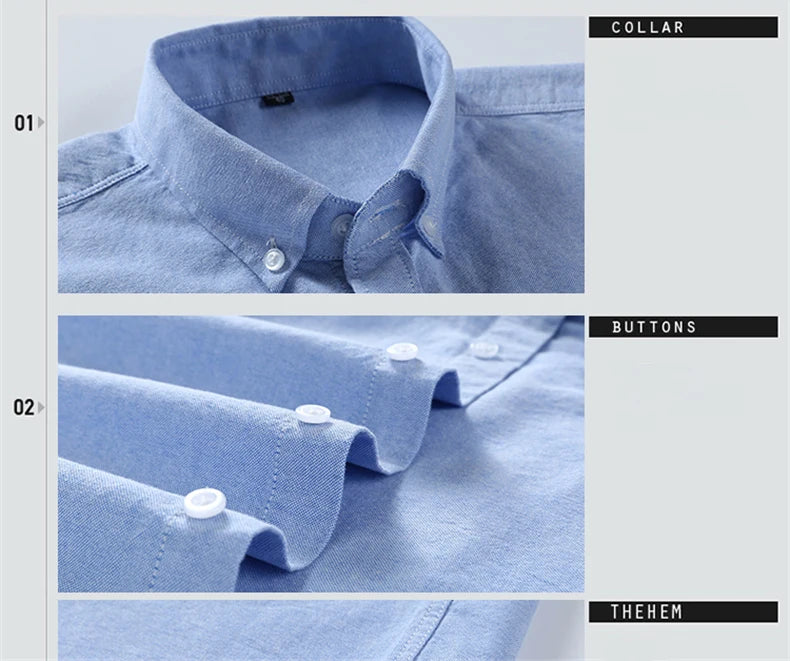 Men's Cotton Oxford Embroidery Dress Shirt