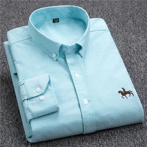 Men's Cotton Oxford Embroidery Dress Shirt