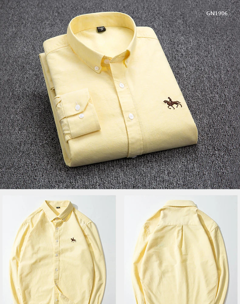 Men's Cotton Oxford Embroidery Dress Shirt