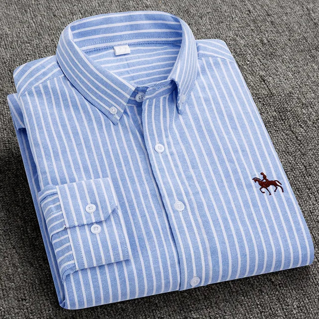 Men's Cotton Oxford Embroidery Dress Shirt