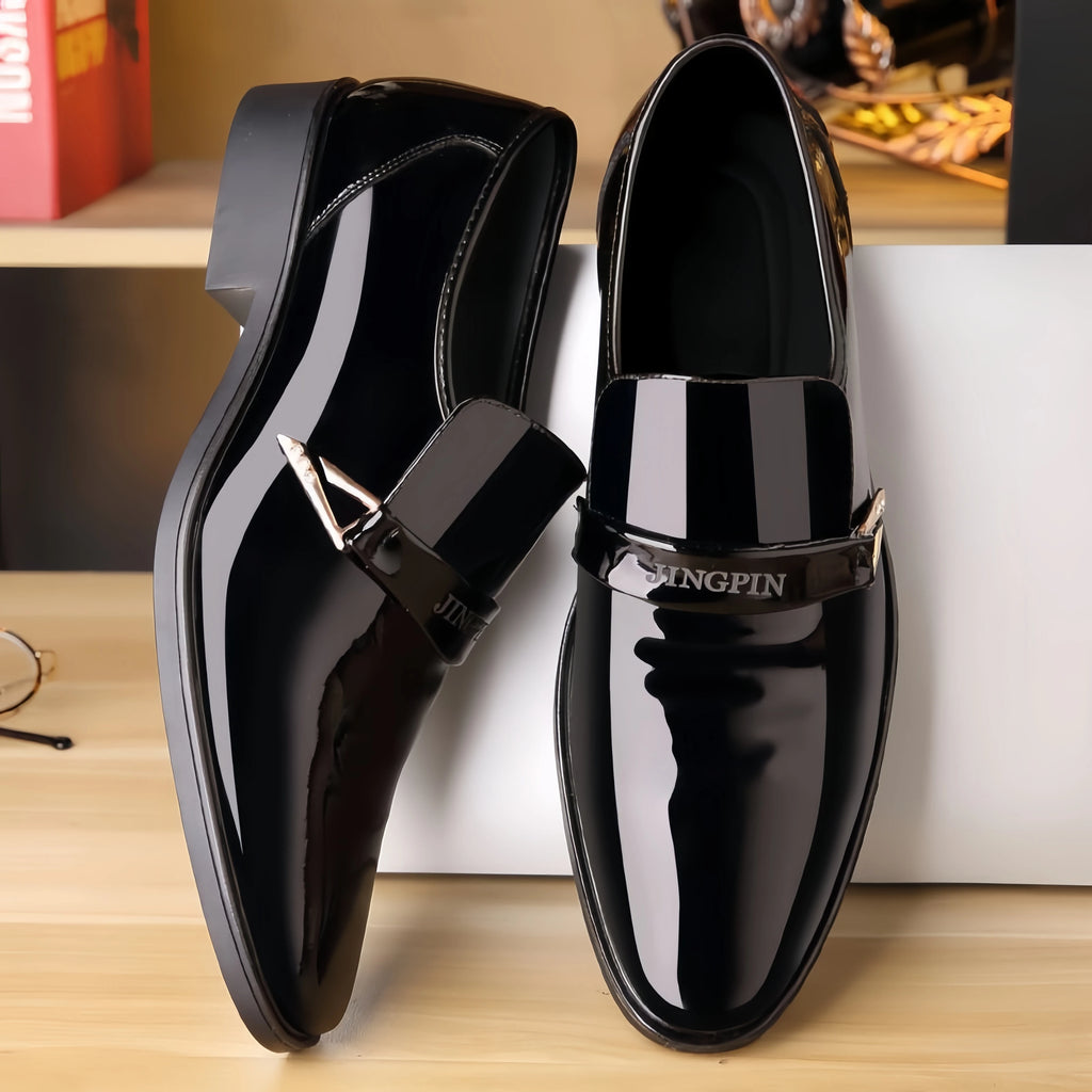Men's Patent Leather Pointed-Toe Dress Shoes