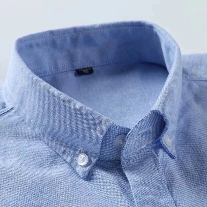 Men's Cotton Oxford Embroidery Dress Shirt