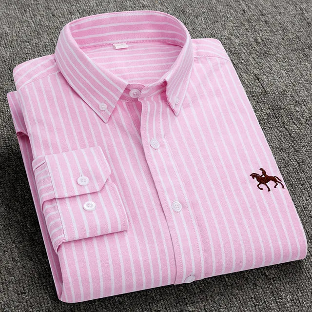 Men's Cotton Oxford Embroidery Dress Shirt