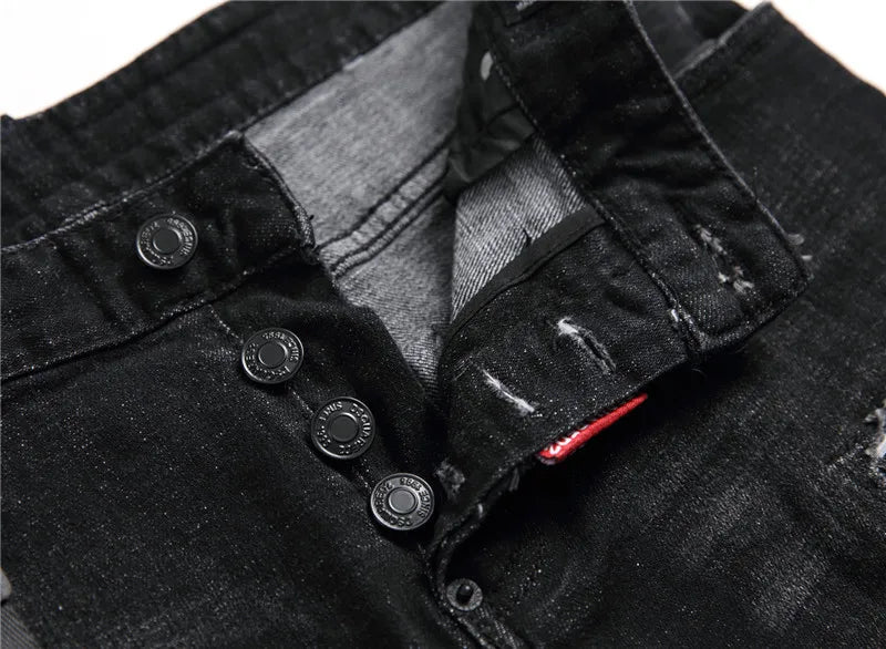 Men's Ripped Straight Jeans