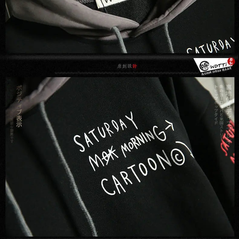 Men's Hip-Hop Print Fleece-Lined Hoodie