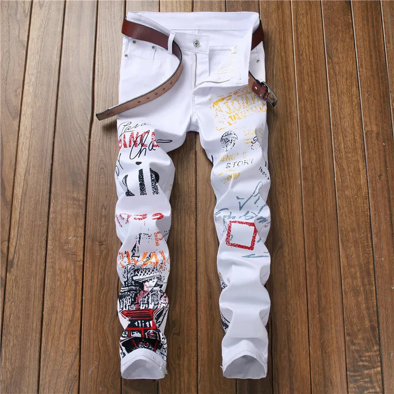Men's Printed Slim Pencil Jeans