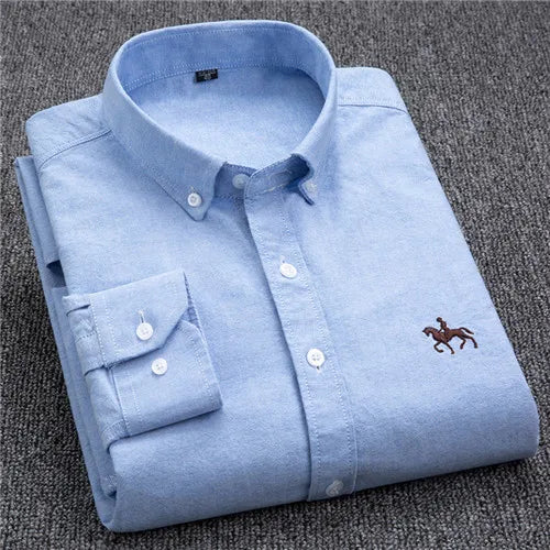 Men's Cotton Oxford Embroidery Dress Shirt