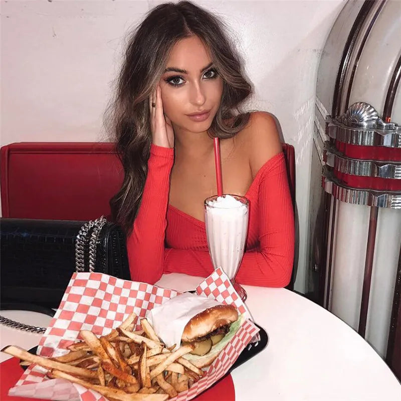 Women's Off-Shoulder Long-Sleeve Club Top