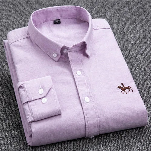 Men's Cotton Oxford Embroidery Dress Shirt