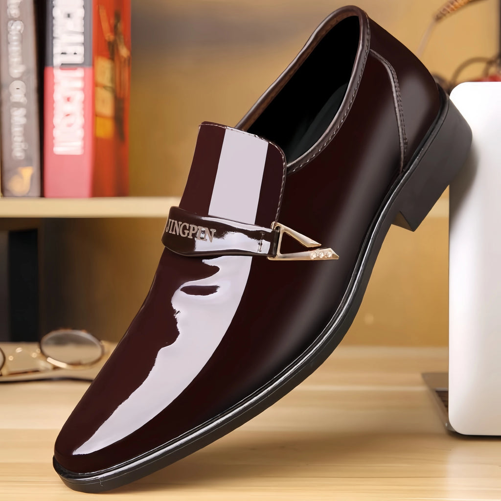 Men's Patent Leather Pointed-Toe Dress Shoes
