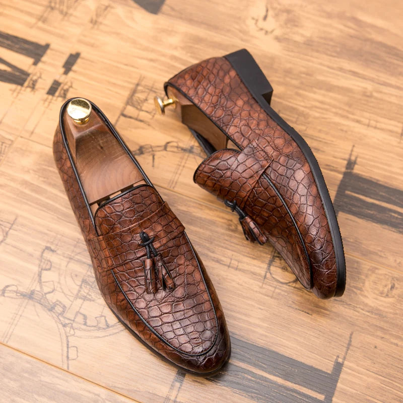 Men's Velvet Tassel Dress Loafers