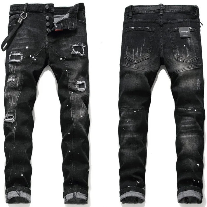 Men's Ripped Straight Jeans