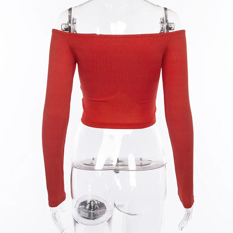 Women's Off-Shoulder Long-Sleeve Club Top