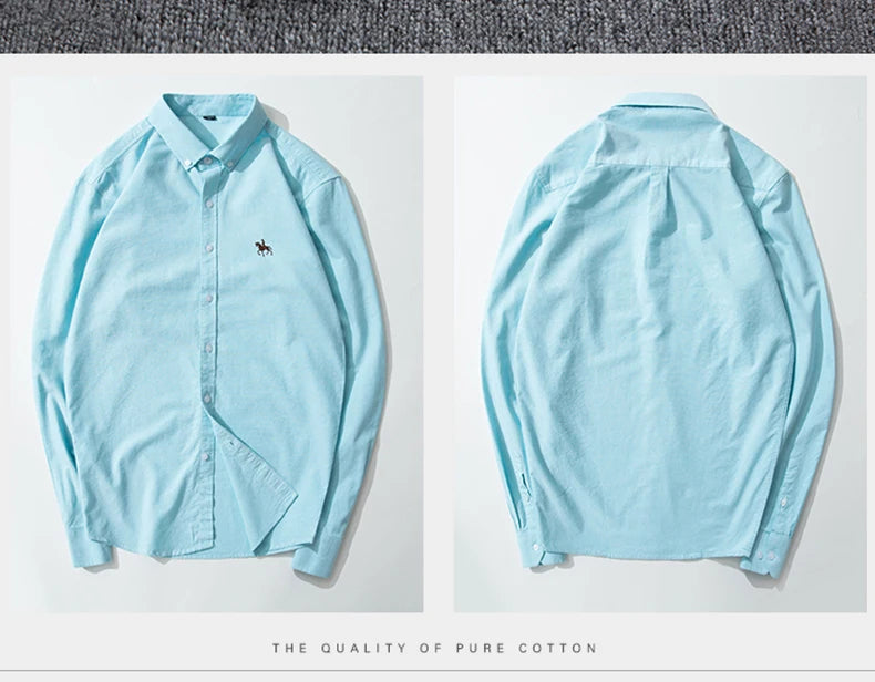 Men's Cotton Oxford Embroidery Dress Shirt