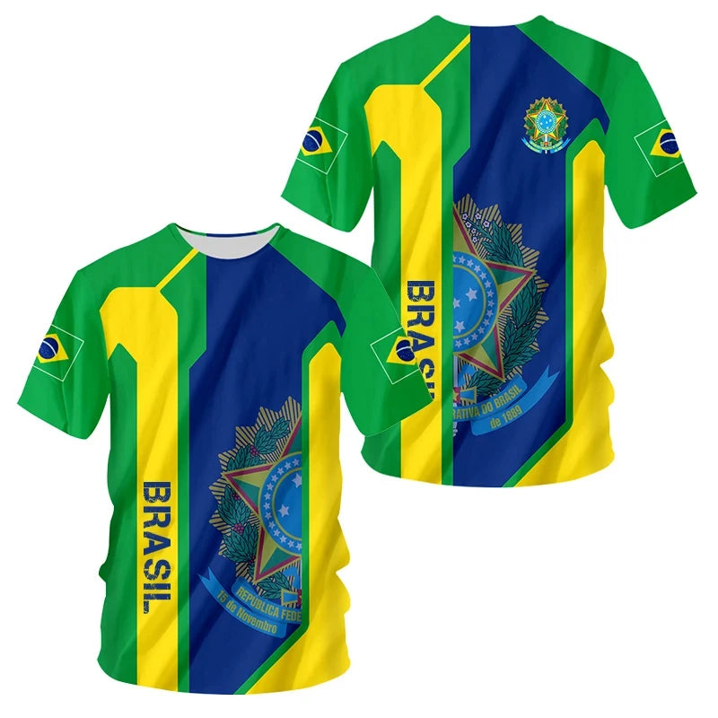 Men's Brazilian Flag 3D Oversized Print T-Shirt