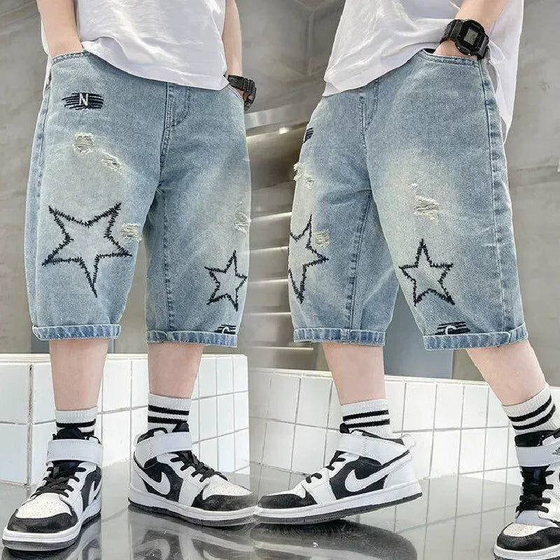 Boys' Wide-Leg Denim Shorts