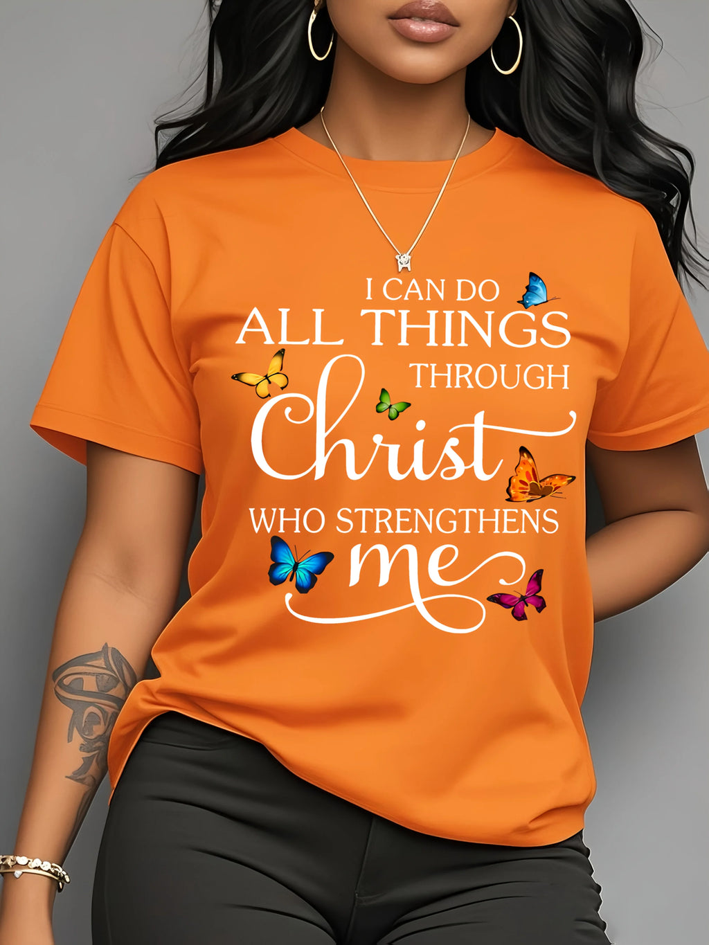 Women's Butterfly Christian Graphic T-Shirt