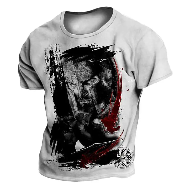 Men's Retro Sparta 3D Print Oversized T-Shirt