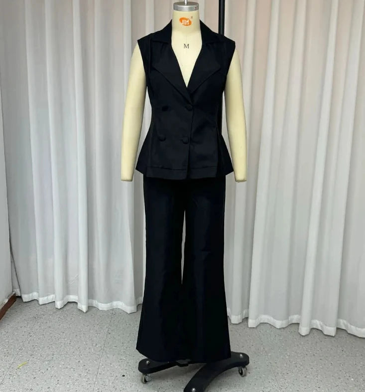 Women's Blazer & Wide-Leg Pants Two-Piece Set