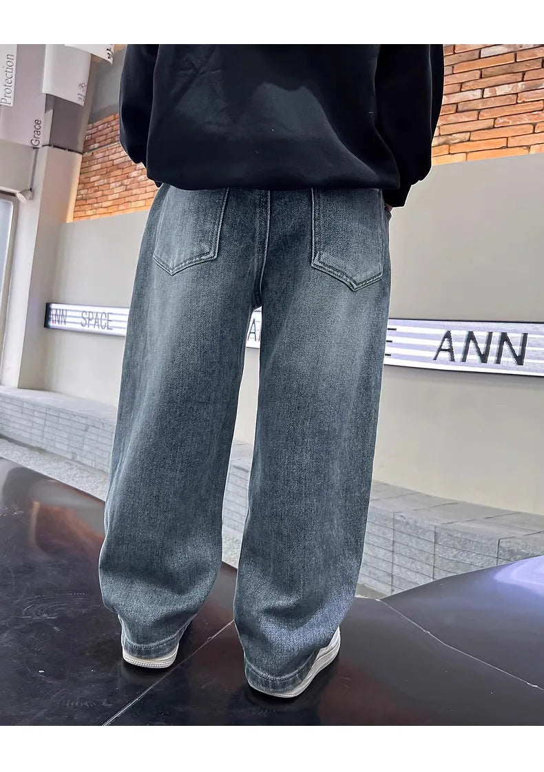 Boys' Wide-Leg Straight Denim Jeans