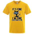 DOUSE Men's Cool Cat Graphic Tee – 100% Cotton Casual Short Sleeve