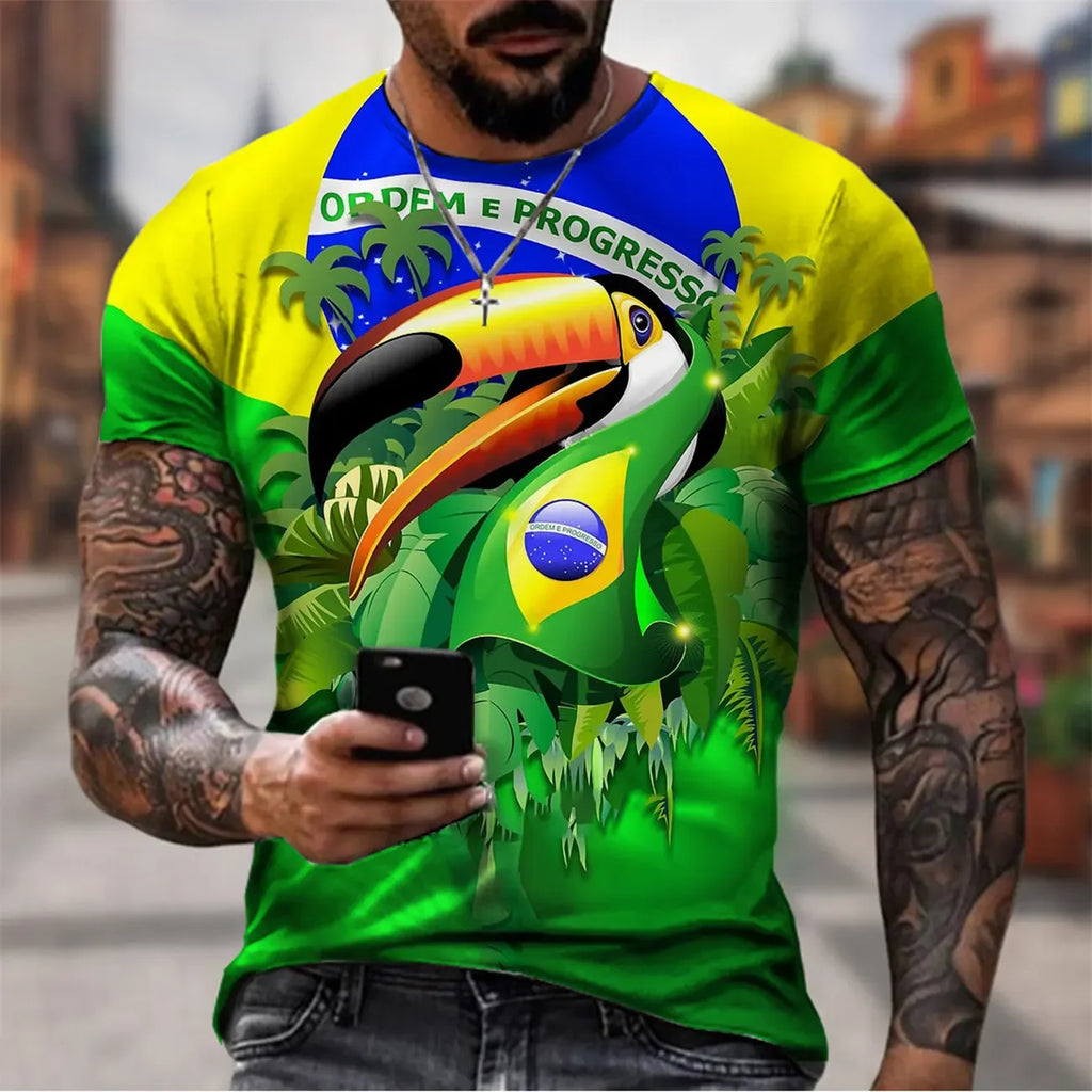 Men's Brazil Flag 3D Print Graphic T-Shirt