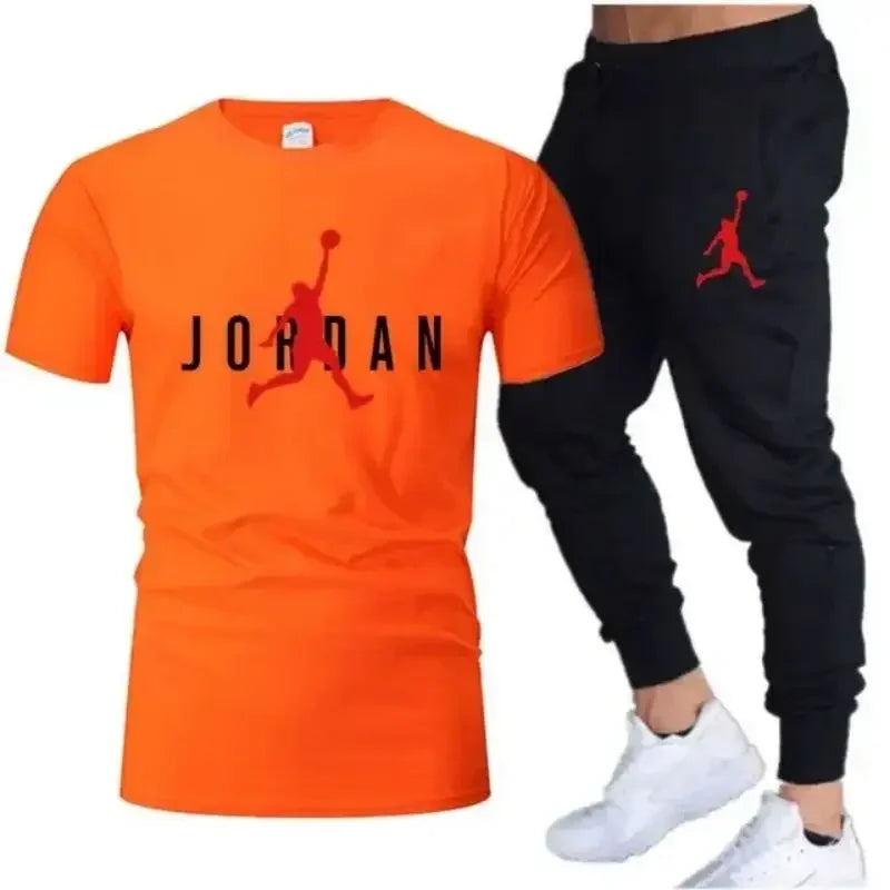 Men's Printed Leisure T-Shirt & Shorts Set