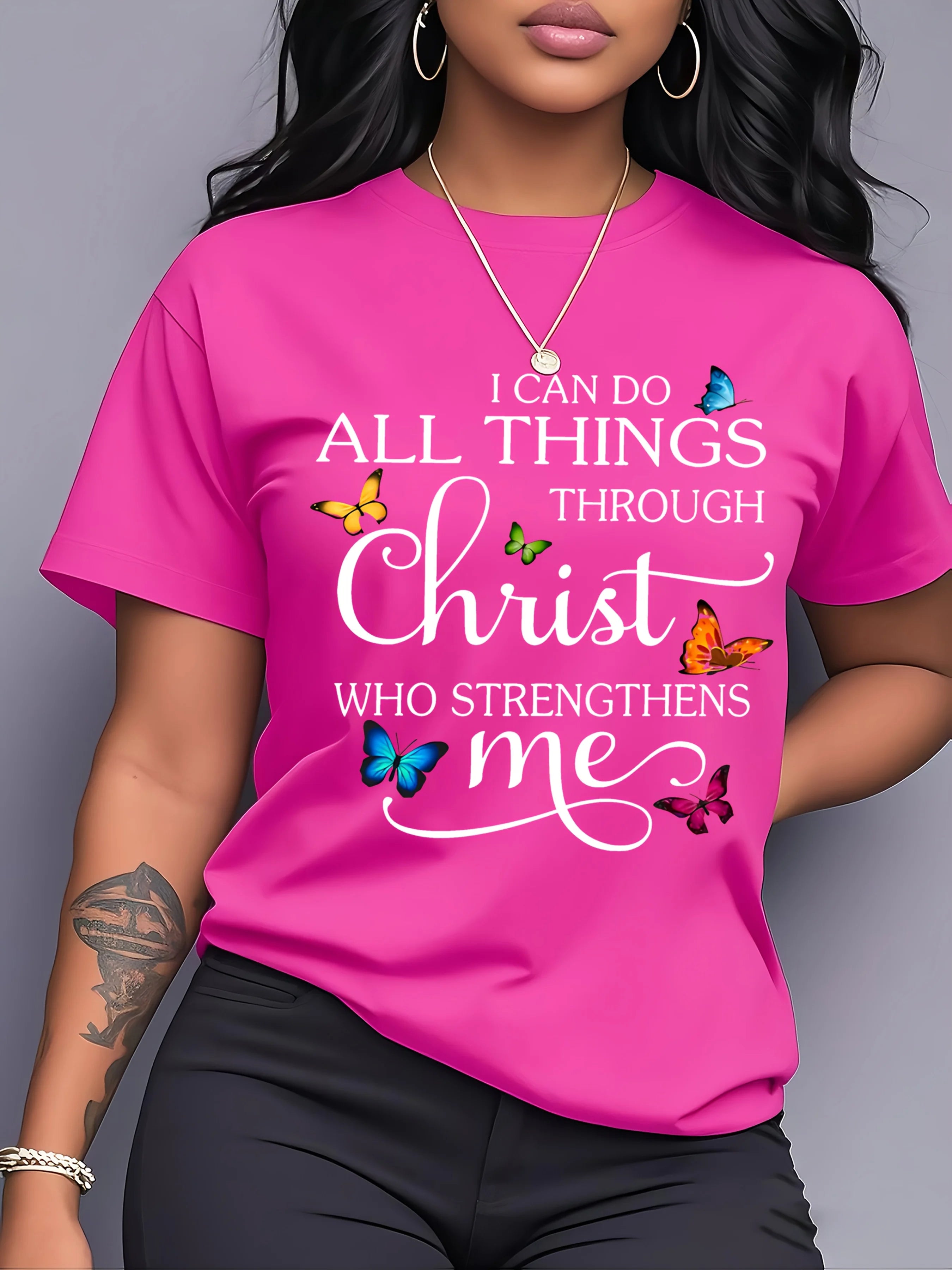 Women's Butterfly Christian Graphic T-Shirt