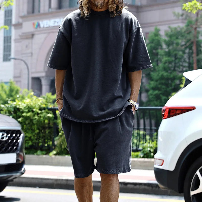 Men's Oversized Casual Sports T-Shirt & Shorts Set