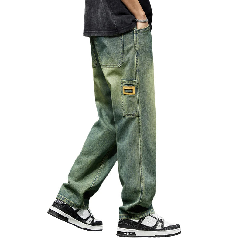 Men's Retro Baggy Wide-Leg Denim Jeans