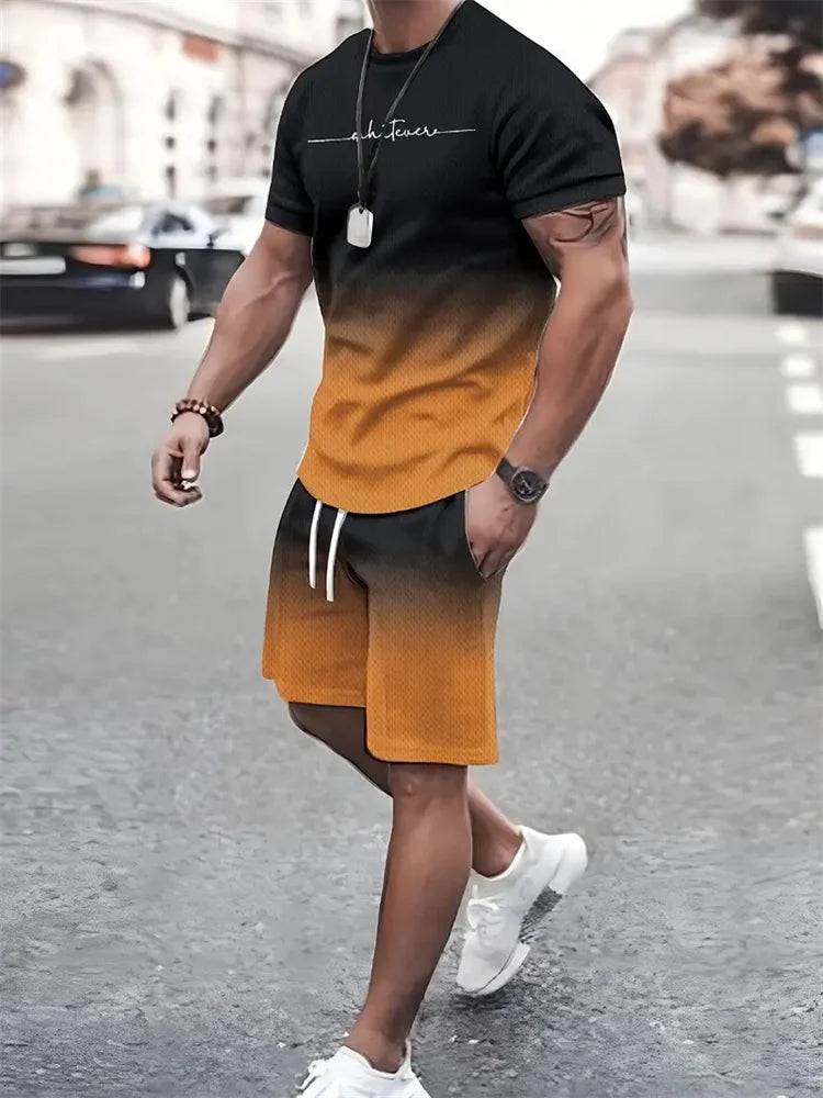 Men's 3D Print Oversized T-Shirt & Shorts Set